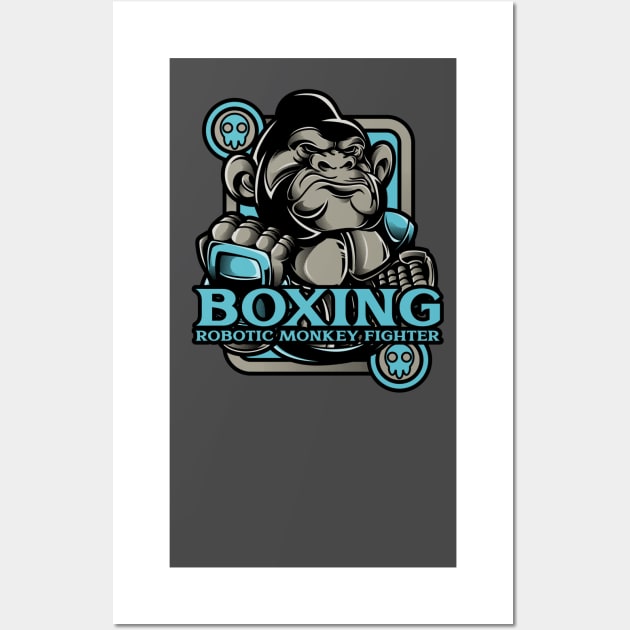 Boxing Robotic Monkey Fighter Wall Art by soondoock